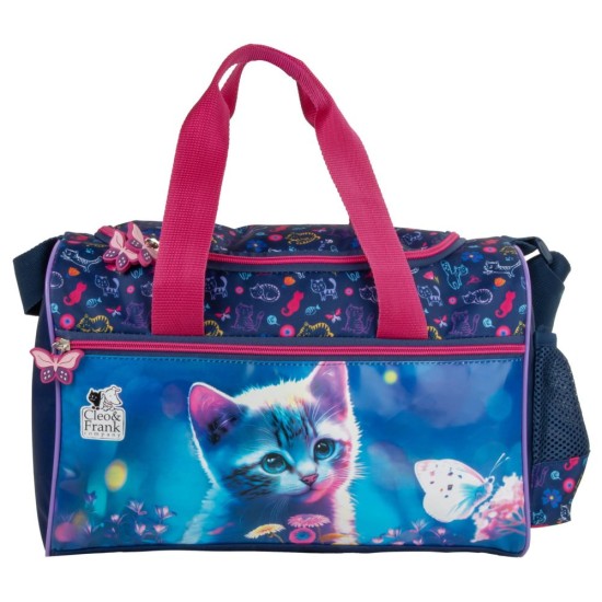 Cleo & Frank sporttáska lányoknak, cicás, kék