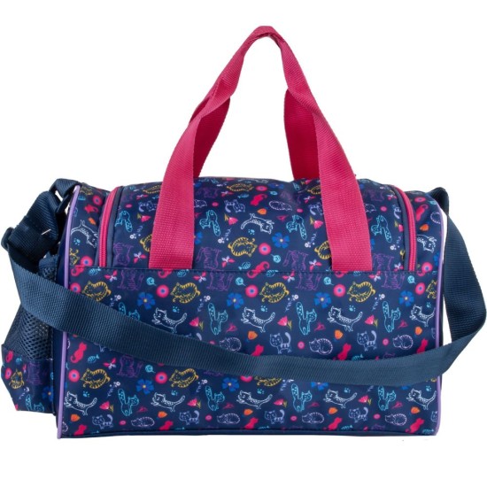 Cleo & Frank sporttáska lányoknak, cicás, kék
