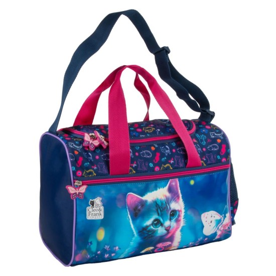 Cleo & Frank sporttáska lányoknak, cicás, kék