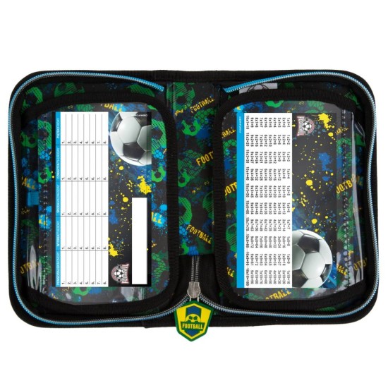 Egyrekeszes, kihajtható tolltartó fiúknak, focis, Football fan