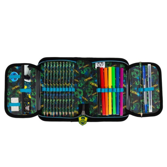 Egyrekeszes, kihajtható tolltartó fiúknak, focis, Football fan