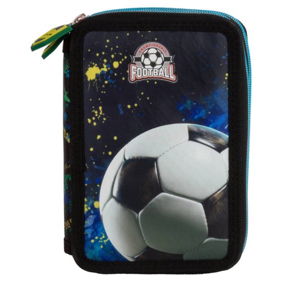 Háromrekeszes, kihajtható tolltartó fiúknak, focis, Football fan