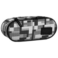 Egyrekeszes ovális tolltartó fiúknak, lego, black-white Egyrekeszes ovális tolltartó fiúknak, lego, black-white