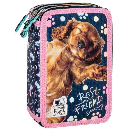 Háromemeletes tolltartó felszereléssel lányoknak, babydog, Best Friend, kiskutyás