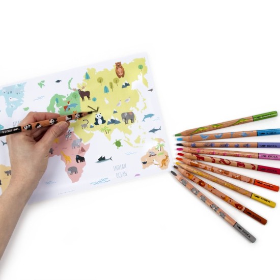 Jumbo Safari háromszög alakú színes ceruza készlet, 10 színű