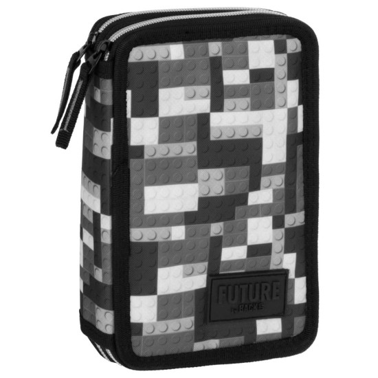 Kétemeletes tolltartó fiúknak, felszerelt, lego, black-white