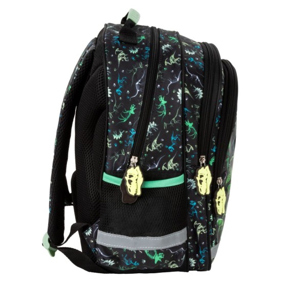 Kétrekeszes elsős iskolatáska és hátizsák fiúknak, dinoszauruszos, T-Rex Attack
