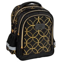 Kétrekeszes elsős iskolatáska és hátizsák lányoknak, art deco, black-gold