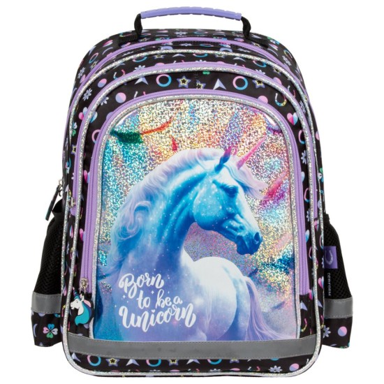 Kétrekeszes elsős iskolatáska és hátizsák lányoknak, unikornisos, Born to be Unicorn
