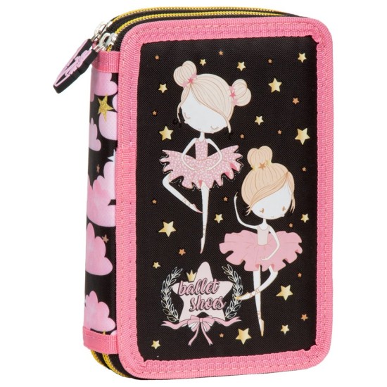 Kétrekeszes emeletes tolltartó felszereléssel, Ballet shoes, rózsaszín