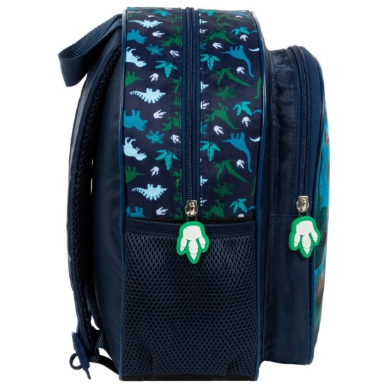 Kétrekeszes óvodai hátizsák fiúknak, dinoszauruszos, kék
