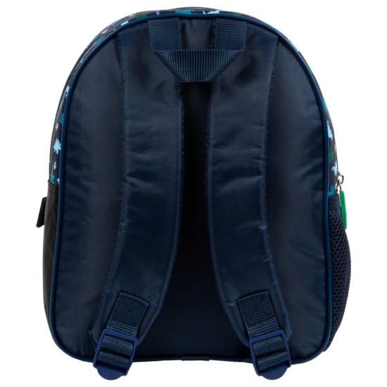 Kétrekeszes óvodai hátizsák fiúknak, dinoszauruszos, kék