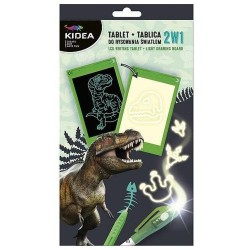 Kidea  rajztábla és fényrajzolótábla 2 az 1-ben, dinoszauruszos sablonnal, zöld