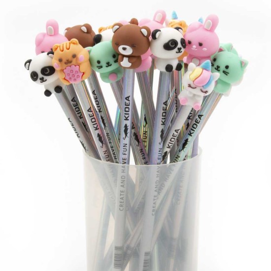 Kidea állatfigurás HB ceruzák (nyuszi, hörcsög, panda, mackó, unikornis és cica figurákkal)