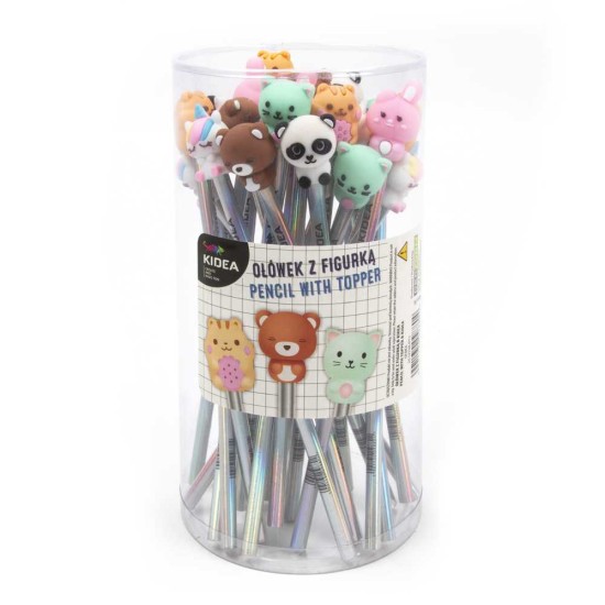 Kidea állatfigurás HB ceruzák (nyuszi, hörcsög, panda, mackó, unikornis és cica figurákkal)