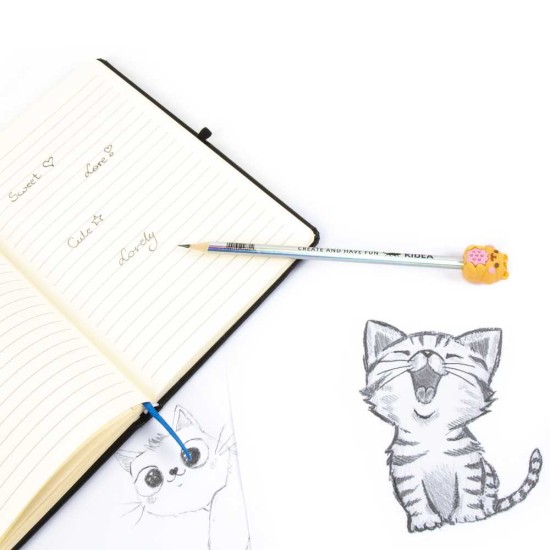 Kidea állatfigurás HB ceruzák (nyuszi, hörcsög, panda, mackó, unikornis és cica figurákkal)