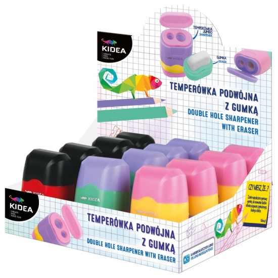 Kidea dupla hegyező radírral – többféle színben
