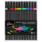 Kidea kétvégű filctoll, ecsethegyű és vékonyhegyű filctoll egyben – 12 szín