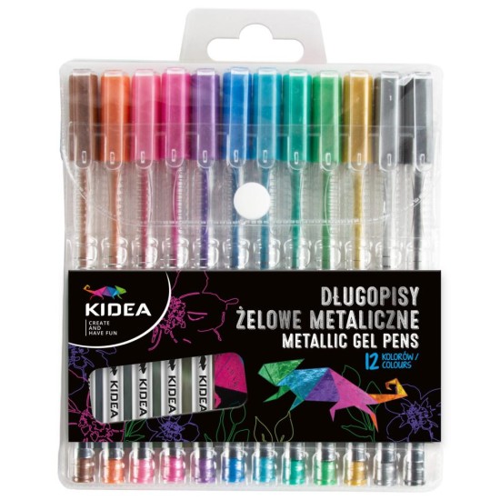Kidea metálfényű zselés filctoll készlet – 12 szín