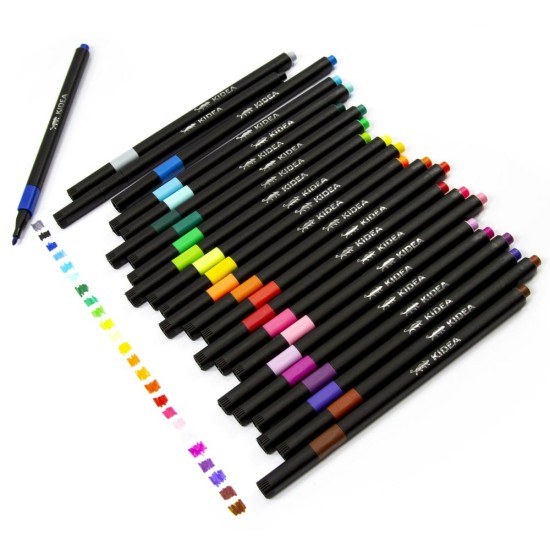 Kidea négyzet alakú filctoll készlet fémdobozban, 24 színű