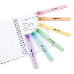 Kidea pasztellszínű filctoll készlet, 6 db, cicakupakos