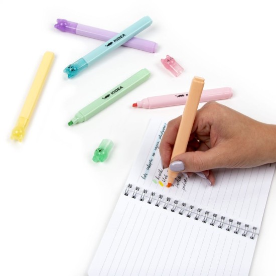 Kidea pasztellszínű filctoll készlet, 6 db, cicakupakos