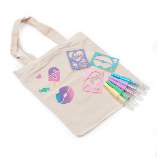 Kidea pasztellszínű textilfestő filctollak sablonokkal, 5 db-os szett