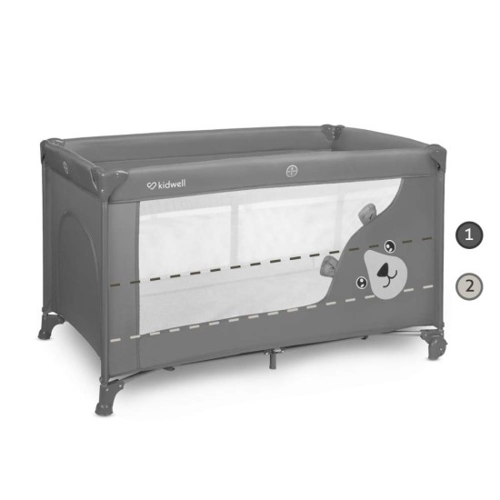 Kidwell BLISSY DUO utazóágy, szürke, macis