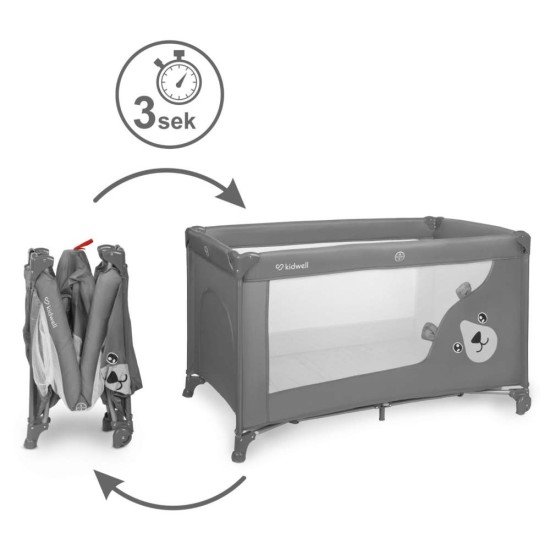 Kidwell BLISSY DUO utazóágy, szürke, macis