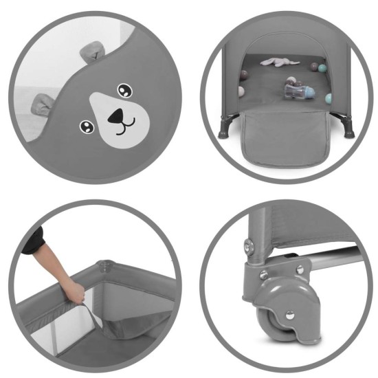 Kidwell BLISSY DUO utazóágy, szürke, macis