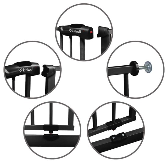 Kidwell GUARDA gyermek biztonsági kapu 75-105 cm, fekete