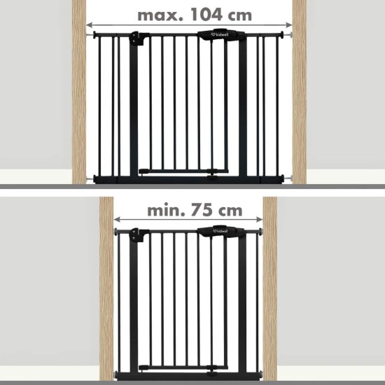 Kidwell GUARDA gyermek biztonsági kapu 75-105 cm, fekete