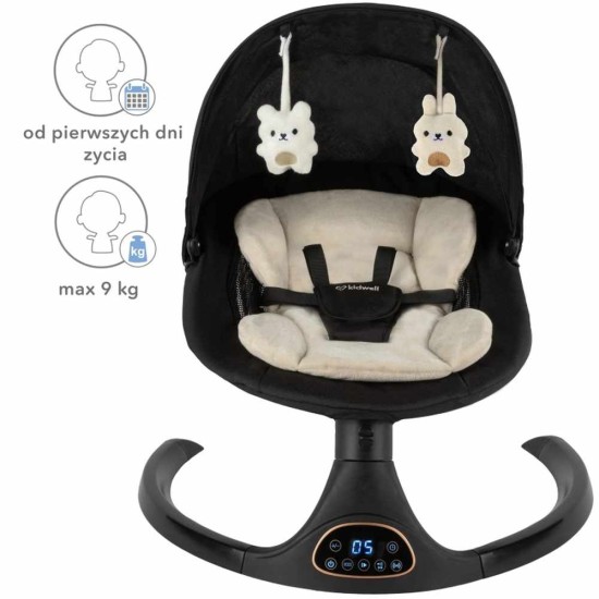 Kidwell LUVI Black elektromos 2 az 1-ben pihenőszék és babahinta, fekete
