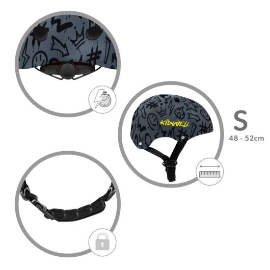 Kidwell ORIX Plus Graffiti gyerek bukósisak – M (52–56 cm)