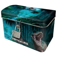 Lakattal zárható fém persely fiúknak, dinoszauruszos, kék