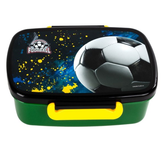 Műanyag csatos uzsonnás doboz fiúknak, Football fan