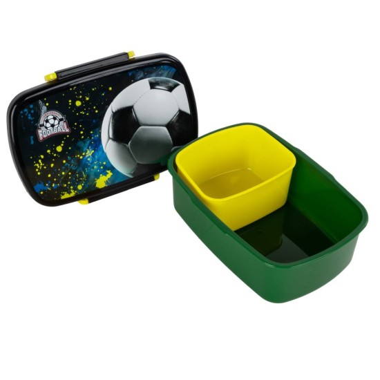 Műanyag csatos uzsonnás doboz fiúknak, Football fan