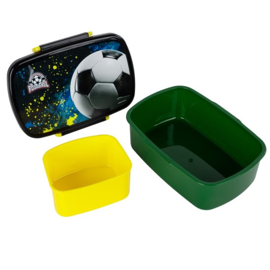 Műanyag csatos uzsonnás doboz fiúknak, Football fan