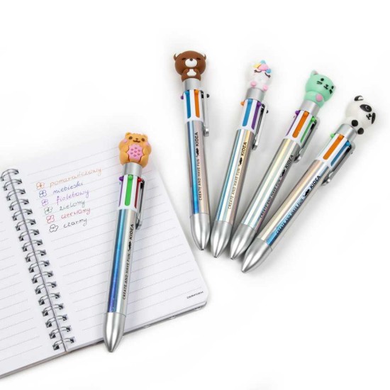 Többszínű toll állatmintás figurával, 6 az 1-ben toll