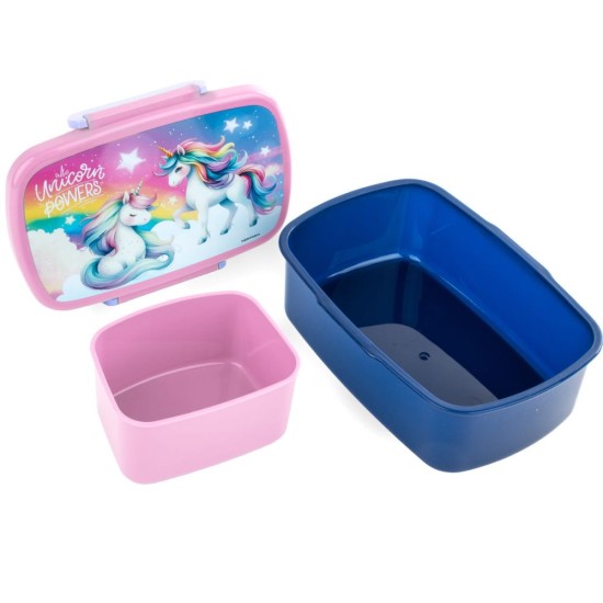 Uzsonnás doboz lányoknak, szivárványos unikornis, Unicorn Powers