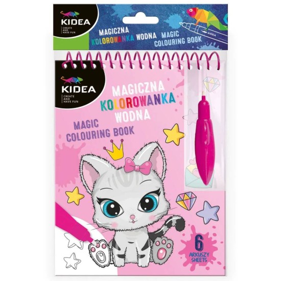 Vízfestőkönyv, újrafelhasználható - Kidea, cicás