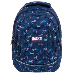 BackUP gyerek hátizsák, 4 rekeszes, színes lómintás