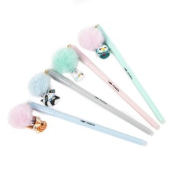 Állatfigurás pompomos tollak, 1 db.