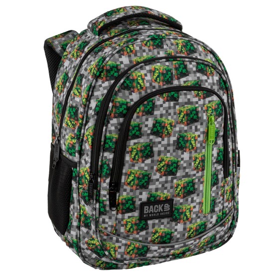 BackUp háromrekeszes ergonomikus iskolatáska, hátizsák fiúknak, Creative Pixels
