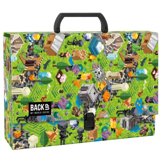 Minecraft Gamer irattartó dosszié fogantyúval, A/4 méretben 10 cm