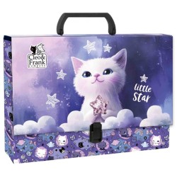 Cleo & Frank kiscicás irattartó dosszié fogantyúval, lila, Little Star, A/3 méretben 10 cm