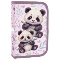 BackUp egyrekeszes kihajtható tolltartó lányoknak, Sweet Panda, rózsaszín