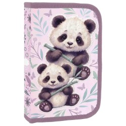 BackUp egyrekeszes kihajtható tolltartó lányoknak, Sweet Panda, rózsaszín