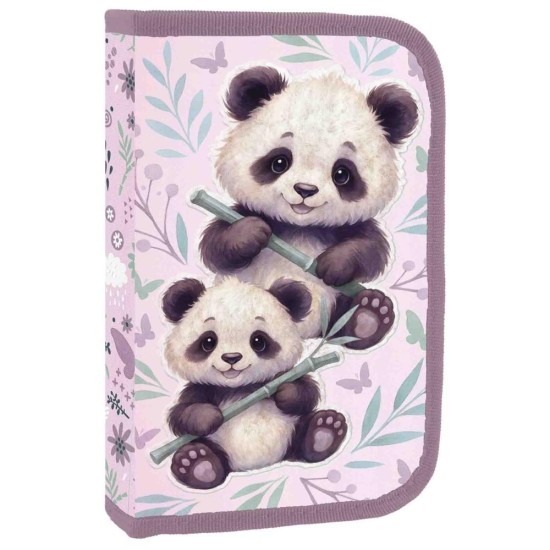 BackUp egyrekeszes kihajtható tolltartó lányoknak, Sweet Panda, rózsaszín