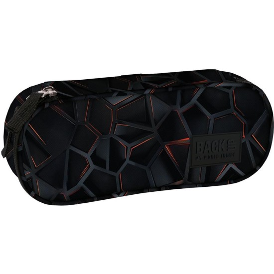 BackUp egyrekeszes ovális tolltartó fiúknak, Cyber Black